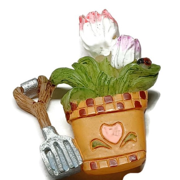 Vtg 80s Resin Potted Plant Pin